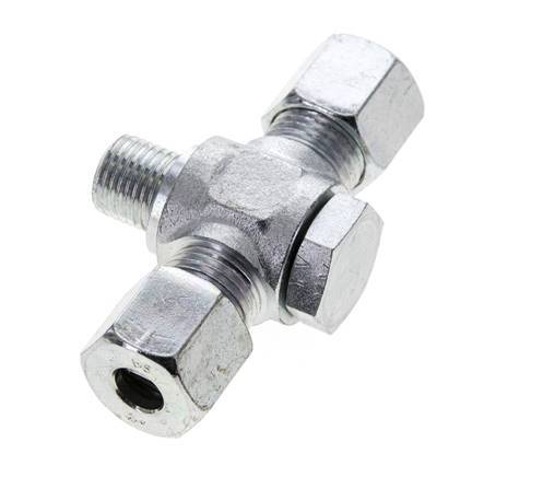 8S & G1/4'' Zink plated Steel Tee Swivel Joint Cutting Fitting with Male Threads 400 bar ISO 8434-1