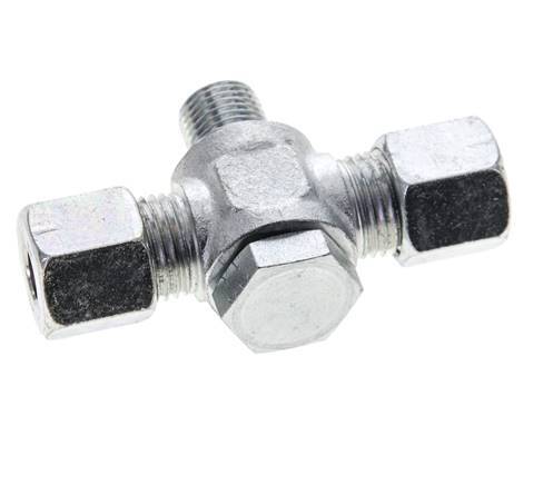 8S & G1/4'' Zink plated Steel Tee Swivel Joint Cutting Fitting with Male Threads 400 bar ISO 8434-1