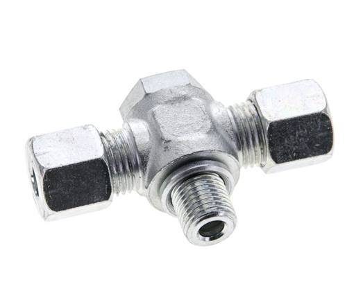 8S & G1/4'' Zink plated Steel Tee Swivel Joint Cutting Fitting with Male Threads 400 bar ISO 8434-1