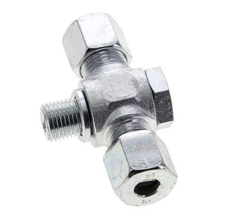 8S & G1/4'' Zink plated Steel Tee Swivel Joint Cutting Fitting with Male Threads 400 bar ISO 8434-1
