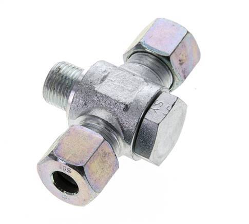 10S & G3/8'' Zink plated Steel Tee Swivel Joint Cutting Fitting with Male Threads 400 bar ISO 8434-1
