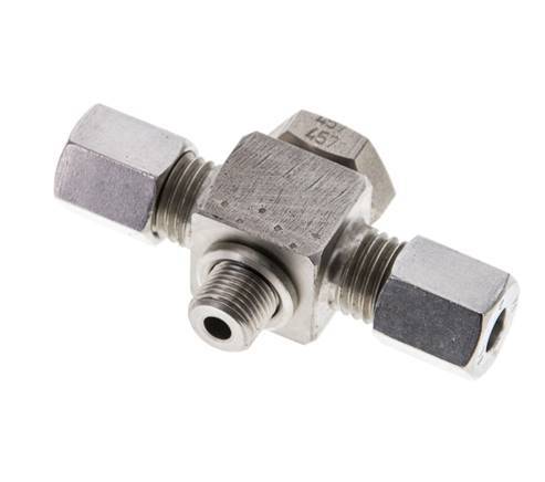6L & G1/8'' Stainless Steel Tee Swivel Joint Cutting Fitting with Male Threads 315 bar ISO 8434-1