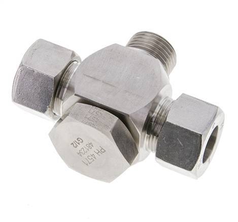 15L & G1/2'' Stainless Steel Tee Swivel Joint Cutting Fitting with Male Threads 315 bar ISO 8434-1