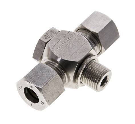 12S & G3/8'' Stainless Steel Tee Swivel Joint Cutting Fitting with Male Threads 400 bar ISO 8434-1