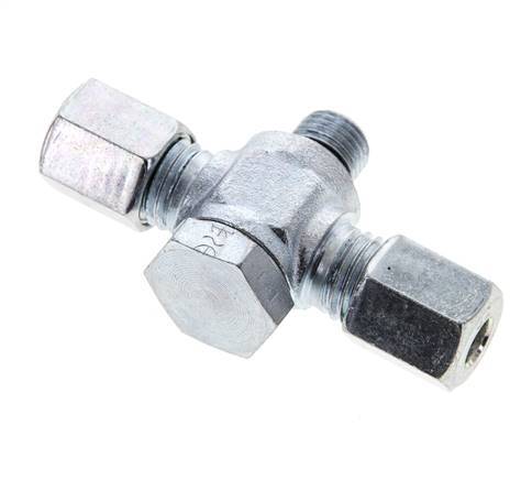 6L & M10x1 Zink plated Steel Tee Swivel Joint Cutting Fitting with Male Threads 315 bar NBR ISO 8434-1