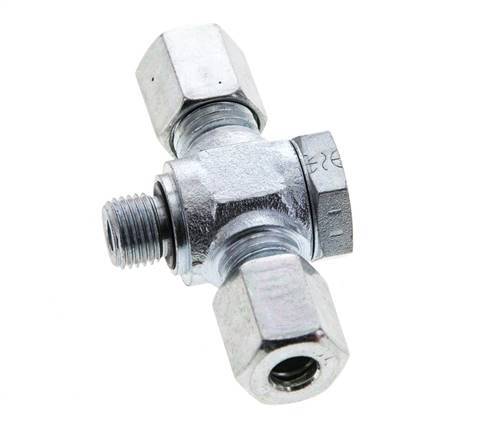 6L & M10x1 Zink plated Steel Tee Swivel Joint Cutting Fitting with Male Threads 315 bar NBR ISO 8434-1