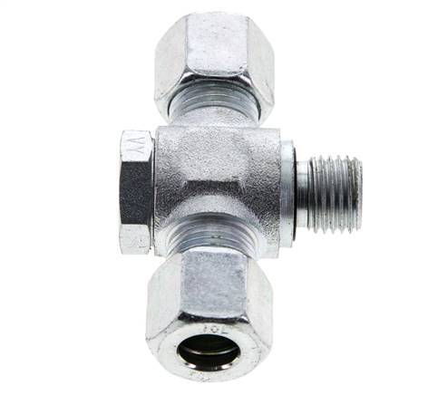 10L & M14x1.5 Zink plated Steel Tee Swivel Joint Cutting Fitting with Male Threads 315 bar NBR ISO 8434-1