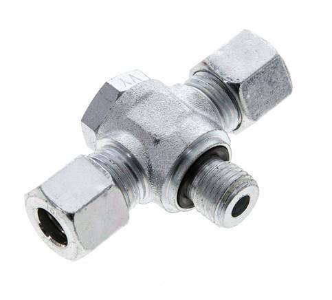 10L & M14x1.5 Zink plated Steel Tee Swivel Joint Cutting Fitting with Male Threads 315 bar NBR ISO 8434-1