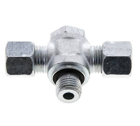 10L & M14x1.5 Zink plated Steel Tee Swivel Joint Cutting Fitting with Male Threads 315 bar NBR ISO 8434-1