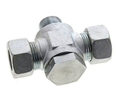 22L & M26x1.5 Zink plated Steel Tee Swivel Joint Cutting Fitting with Male Threads 160 bar NBR ISO 8434-1