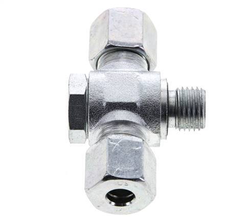 8S & M14x1.5 Zink plated Steel Tee Swivel Joint Cutting Fitting with Male Threads 400 bar NBR ISO 8434-1