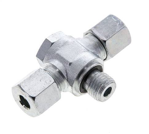 8S & M14x1.5 Zink plated Steel Tee Swivel Joint Cutting Fitting with Male Threads 400 bar NBR ISO 8434-1