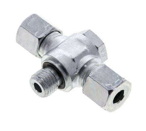 8S & M14x1.5 Zink plated Steel Tee Swivel Joint Cutting Fitting with Male Threads 400 bar NBR ISO 8434-1