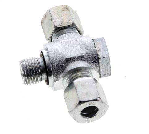 8L & G1/4'' Zink plated Steel Tee Swivel Joint Cutting Fitting with Male Threads 315 bar NBR ISO 8434-1