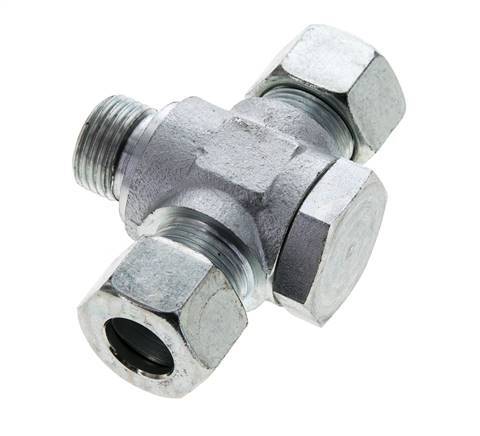 15L & G1/2'' Zink plated Steel Tee Swivel Joint Cutting Fitting with Male Threads 315 bar NBR ISO 8434-1