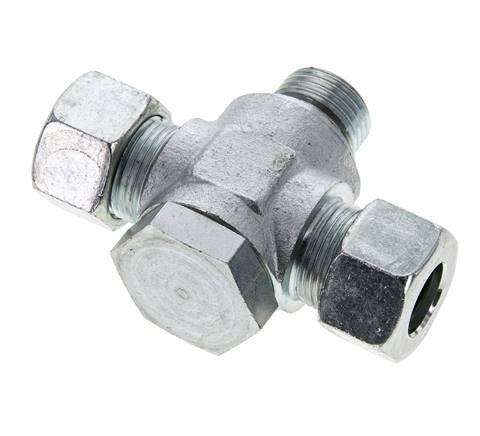 15L & G1/2'' Zink plated Steel Tee Swivel Joint Cutting Fitting with Male Threads 315 bar NBR ISO 8434-1