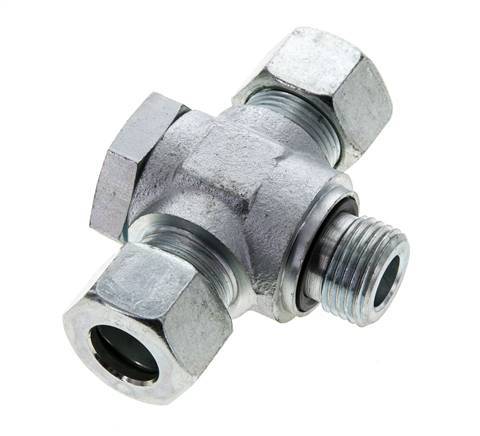 15L & G1/2'' Zink plated Steel Tee Swivel Joint Cutting Fitting with Male Threads 315 bar NBR ISO 8434-1