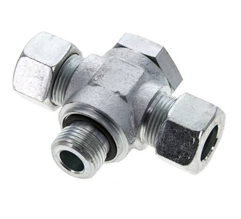 15L & G1/2'' Zink plated Steel Tee Swivel Joint Cutting Fitting with Male Threads 315 bar NBR ISO 8434-1