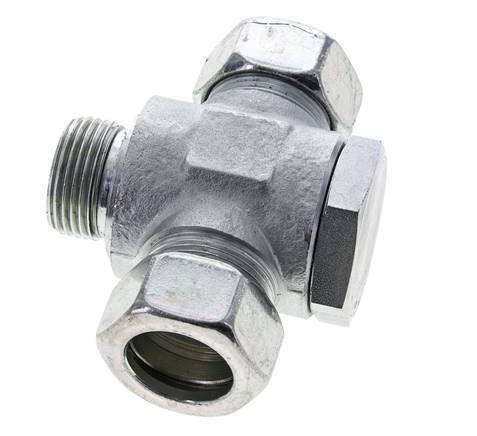 28L & G1'' Zink plated Steel Tee Swivel Joint Cutting Fitting with Male Threads 160 bar NBR ISO 8434-1