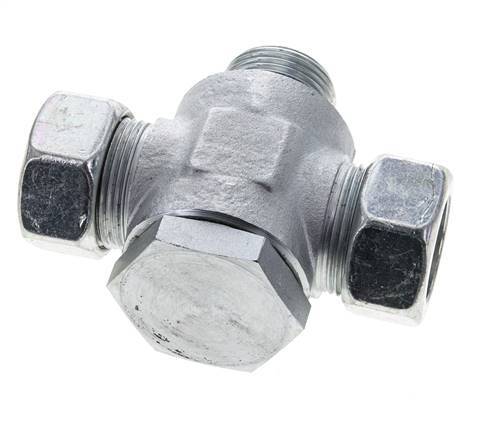 28L & G1'' Zink plated Steel Tee Swivel Joint Cutting Fitting with Male Threads 160 bar NBR ISO 8434-1