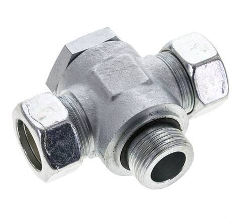 28L & G1'' Zink plated Steel Tee Swivel Joint Cutting Fitting with Male Threads 160 bar NBR ISO 8434-1