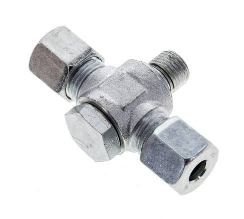 8S & G1/4'' Zink plated Steel Tee Swivel Joint Cutting Fitting with Male Threads 400 bar NBR ISO 8434-1