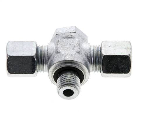 8S & G1/4'' Zink plated Steel Tee Swivel Joint Cutting Fitting with Male Threads 400 bar NBR ISO 8434-1