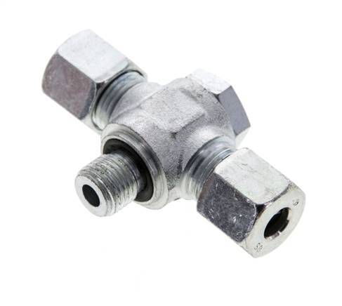 8S & G1/4'' Zink plated Steel Tee Swivel Joint Cutting Fitting with Male Threads 400 bar NBR ISO 8434-1