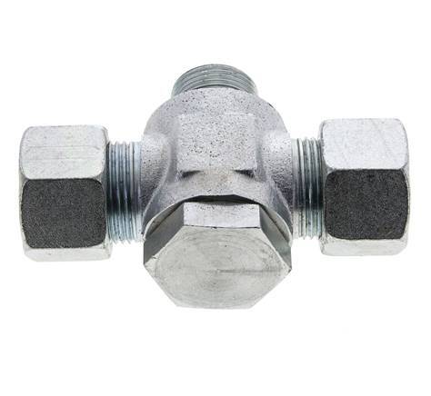 20S & G3/4'' Zink plated Steel Tee Swivel Joint Cutting Fitting with Male Threads 400 bar NBR ISO 8434-1