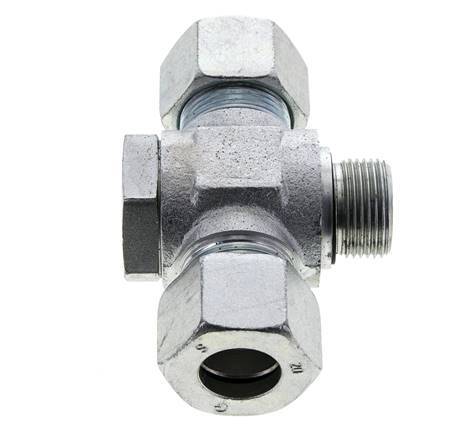 20S & G3/4'' Zink plated Steel Tee Swivel Joint Cutting Fitting with Male Threads 400 bar NBR ISO 8434-1