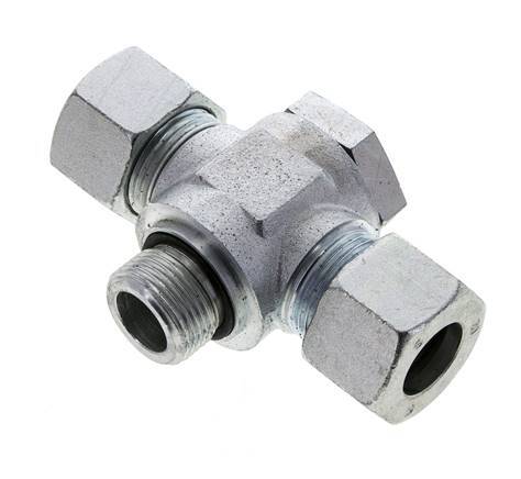 20S & G3/4'' Zink plated Steel Tee Swivel Joint Cutting Fitting with Male Threads 400 bar NBR ISO 8434-1