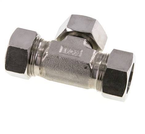 28L Stainless Steel T-Shape Tee Cutting Fitting with Swivel 160 bar Adjustable ISO 8434-1