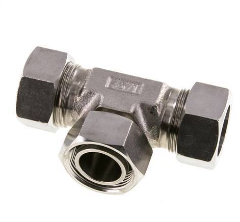 28L Stainless Steel T-Shape Tee Cutting Fitting with Swivel 160 bar Adjustable ISO 8434-1