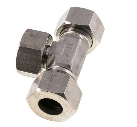 25S Stainless Steel T-Shape Tee Cutting Fitting with Swivel 400 bar Adjustable ISO 8434-1