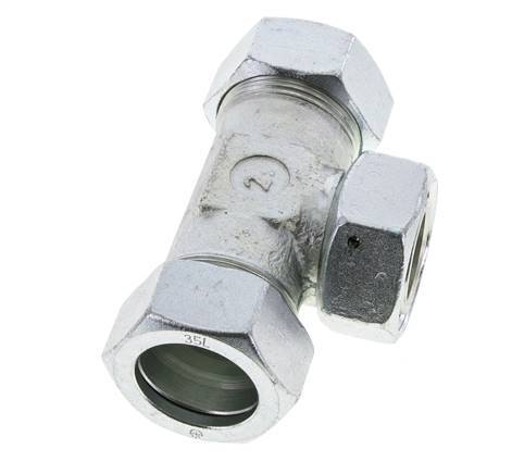 35L Zink plated Steel T-Shape Tee Cutting Fitting with Swivel 160 bar NBR Adjustable ISO 8434-1