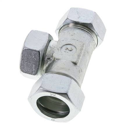 35L Zink plated Steel T-Shape Tee Cutting Fitting with Swivel 160 bar NBR Adjustable ISO 8434-1
