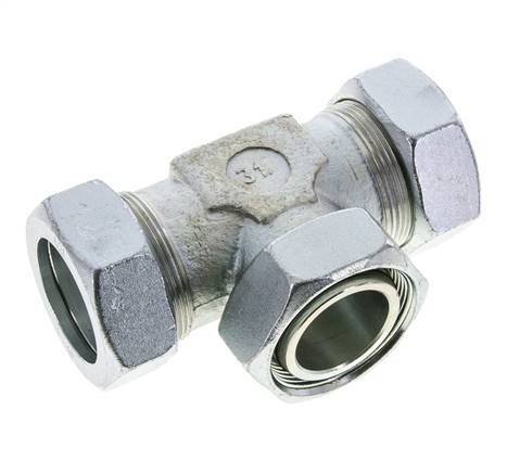 42L Zink plated Steel T-Shape Tee Cutting Fitting with Swivel 160 bar NBR Adjustable ISO 8434-1