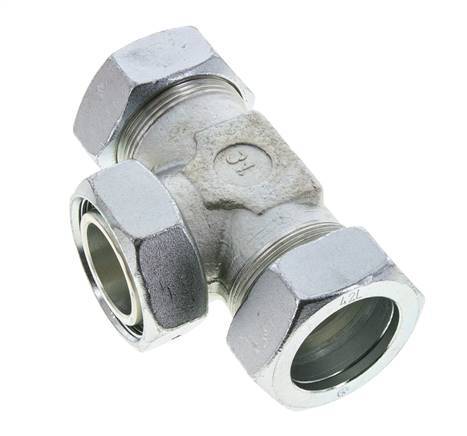 42L Zink plated Steel T-Shape Tee Cutting Fitting with Swivel 160 bar NBR Adjustable ISO 8434-1
