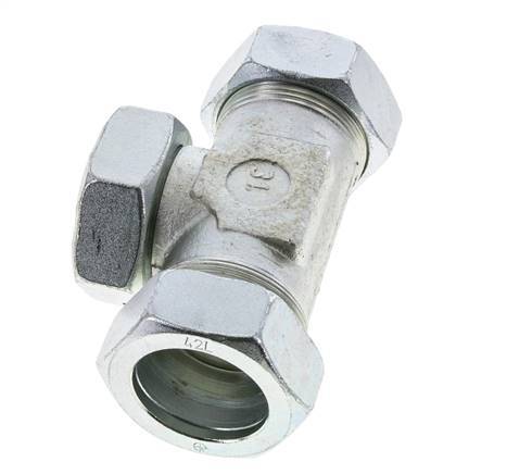 42L Zink plated Steel T-Shape Tee Cutting Fitting with Swivel 160 bar NBR Adjustable ISO 8434-1
