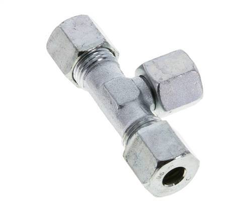 8S Zink plated Steel T-Shape Tee Cutting Fitting with Swivel 630 bar NBR Adjustable ISO 8434-1