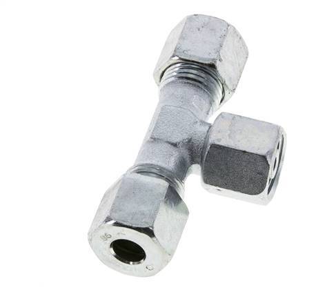 8S Zink plated Steel T-Shape Tee Cutting Fitting with Swivel 630 bar NBR Adjustable ISO 8434-1