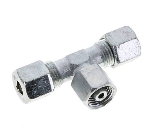 8S Zink plated Steel T-Shape Tee Cutting Fitting with Swivel 630 bar NBR Adjustable ISO 8434-1