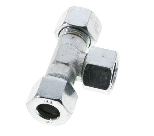 16S Zink plated Steel T-Shape Tee Cutting Fitting with Swivel 400 bar NBR Adjustable ISO 8434-1
