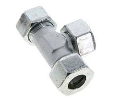 25S Zink plated Steel T-Shape Tee Cutting Fitting with Swivel 400 bar NBR Adjustable ISO 8434-1