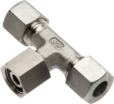 22L Stainless Steel T-Shape Tee Compression Fitting with Swivel 160 bar FKM Adjustable ISO 8434-1