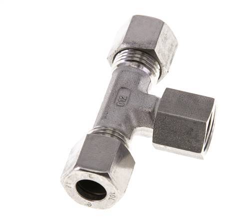 10L Stainless Steel T-Shape Tee Cutting Fitting with Swivel 315 bar FKM Adjustable ISO 8434-1