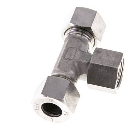 12L Stainless Steel T-Shape Tee Cutting Fitting with Swivel 315 bar FKM Adjustable ISO 8434-1