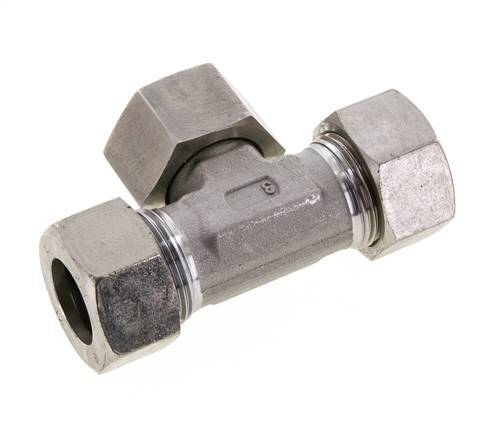 22L Stainless Steel T-Shape Tee Cutting Fitting with Swivel 160 bar FKM Adjustable ISO 8434-1
