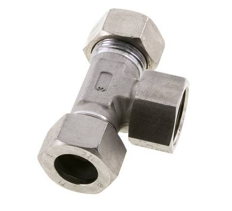 22L Stainless Steel T-Shape Tee Cutting Fitting with Swivel 160 bar FKM Adjustable ISO 8434-1