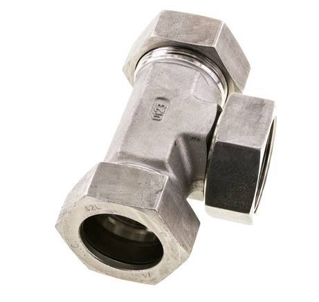 42L Stainless Steel T-Shape Tee Cutting Fitting with Swivel 160 bar FKM Adjustable ISO 8434-1